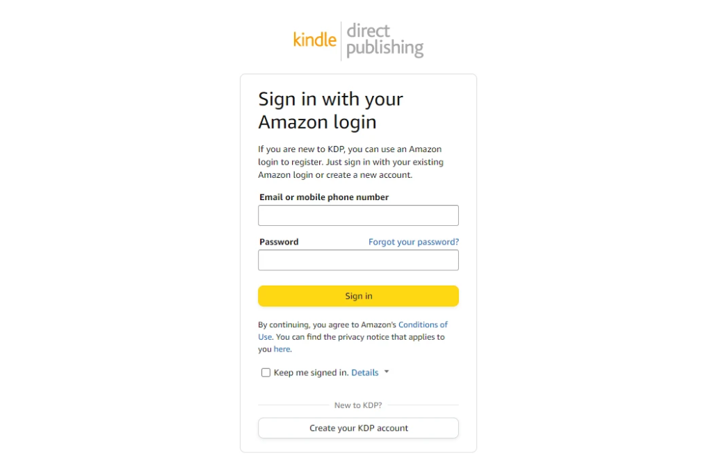 Create your KDP account